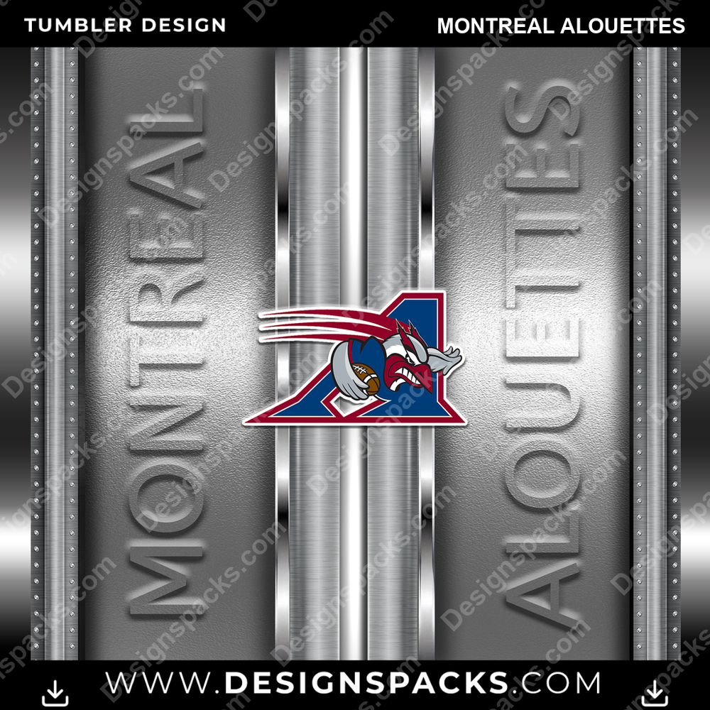 Canada Football Metallic Montreal Alouettes CFL Canada Tumbler Digital Wrap Design Download