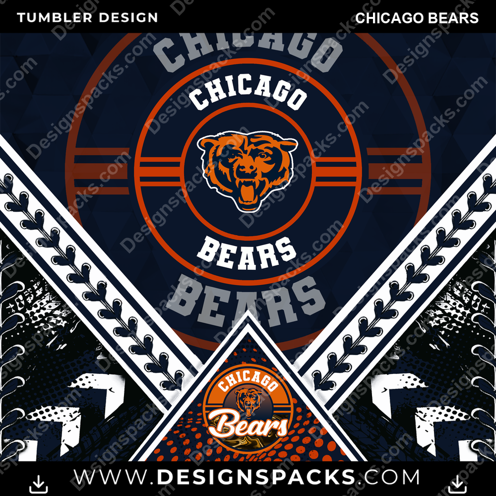 Envoltura digital para vaso de los Chicago Bears con diseño de diamante de fútbol