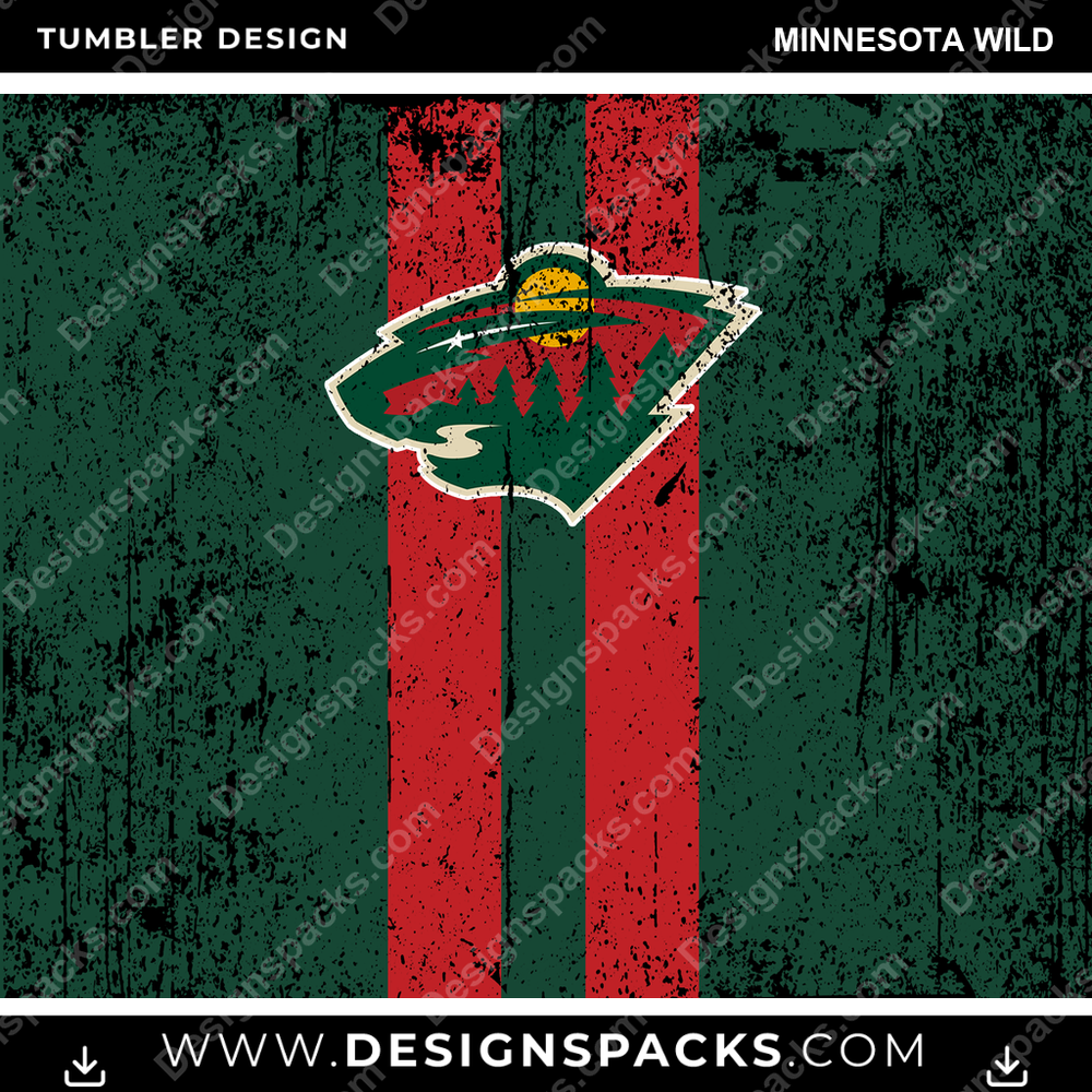 Ice Hockey Grunge Style Minnesota Wild NHL Hockey Tumbler Digital Wrap Design Download