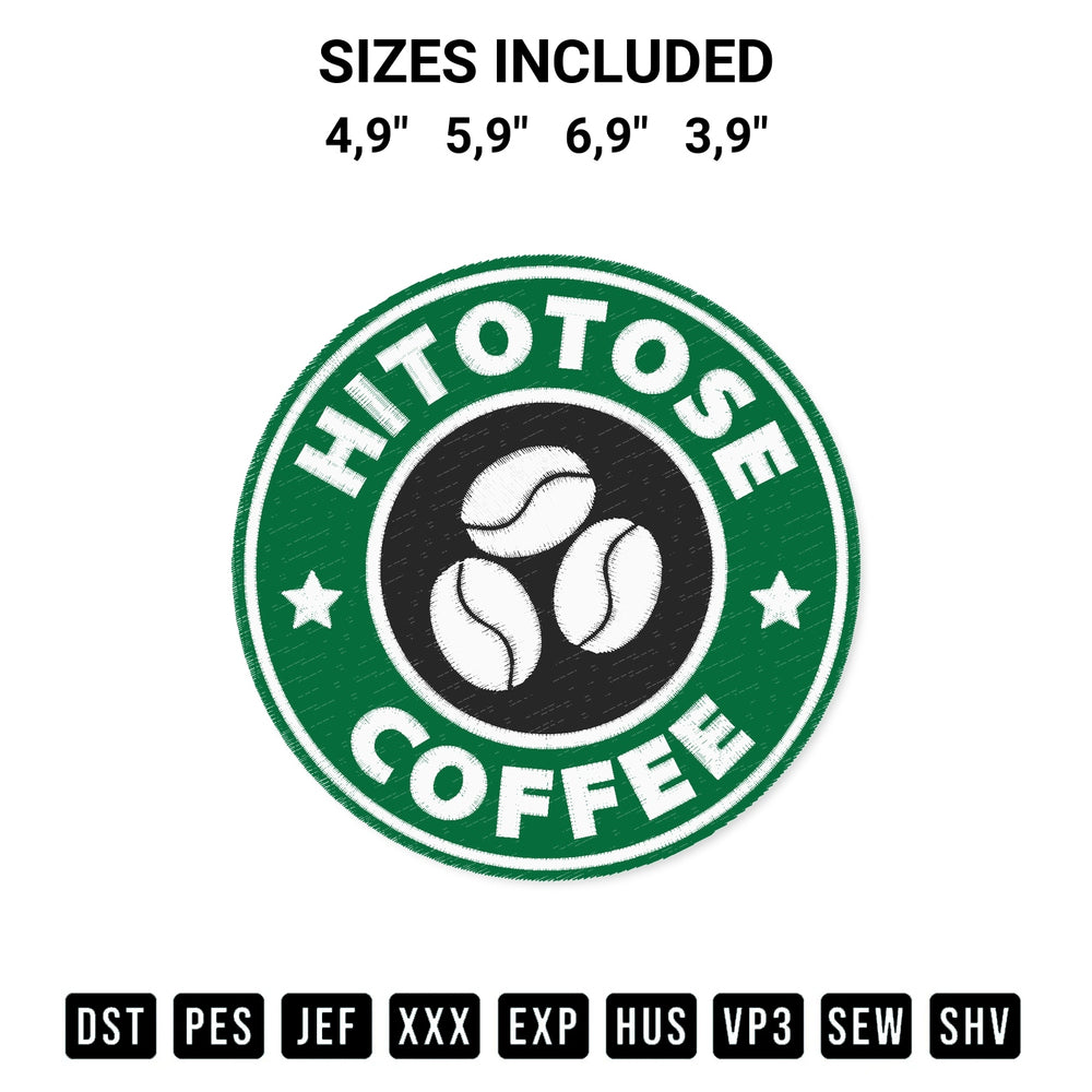 Discover the perfect addition to your crafting collection: Hitotose Coffee Starbucks Logo Hitotose Coffee Logo Embroidery Design embroidery file. Instantly available at Designspacks.com. Available sizes: 4,9", 5,9", 6,9", 3,9".