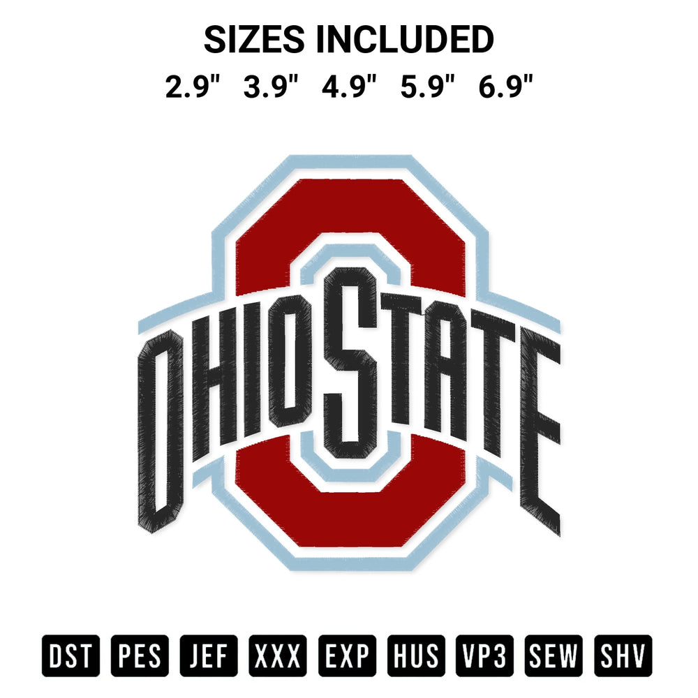 Transform your fabrics with the Ohio State Buckeyes Logo Embroidery Design embroidery design. Instant access to premium digitized patterns at Designspacks.com. Available sizes: 2.9", 3.9", 4.9", 5.9", 6.9".