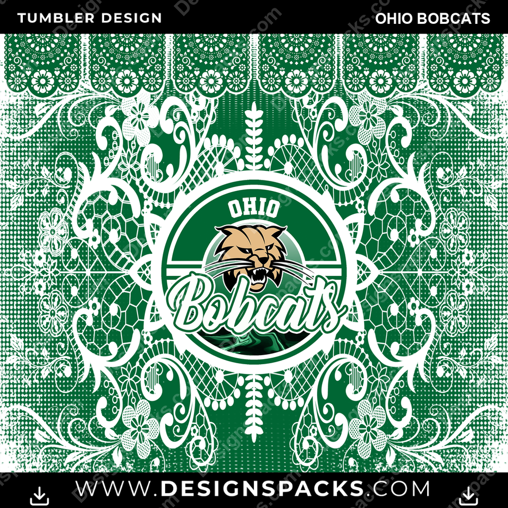 College Sport Lace & Logo Ohio Bobcats NCAA College Sport Tumbler Digital Wrap Design Download