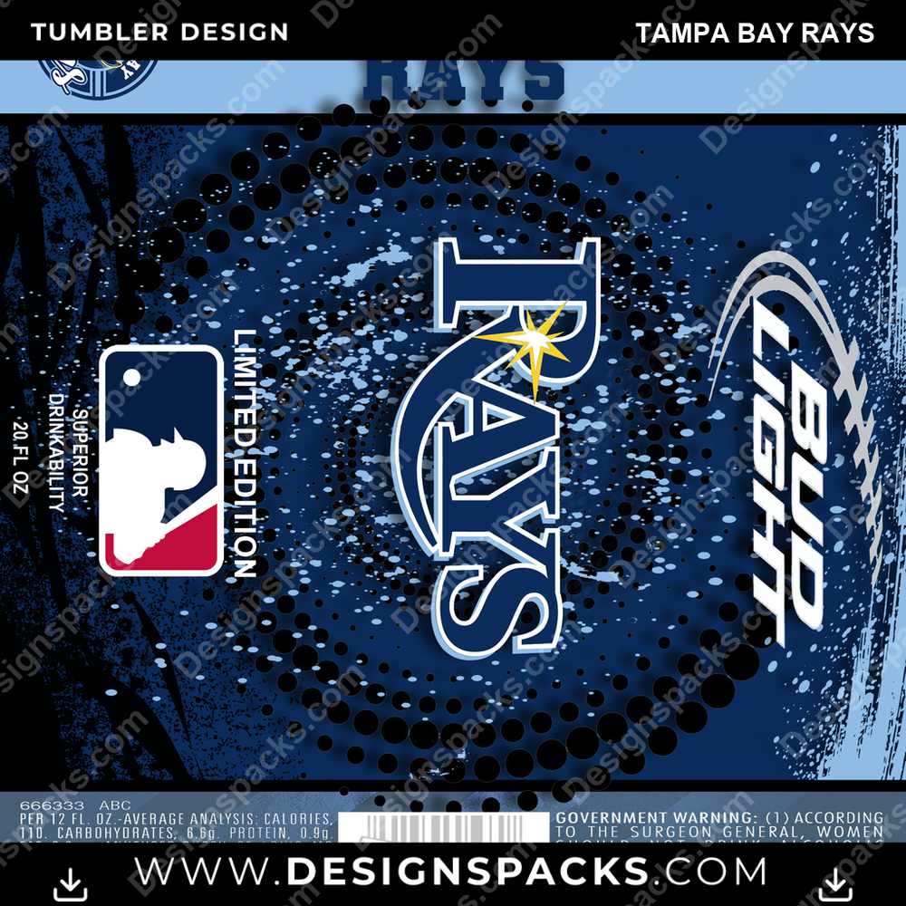 Diseño de envoltura digital Baseball Bud Tampa Bay Rays Tumbler