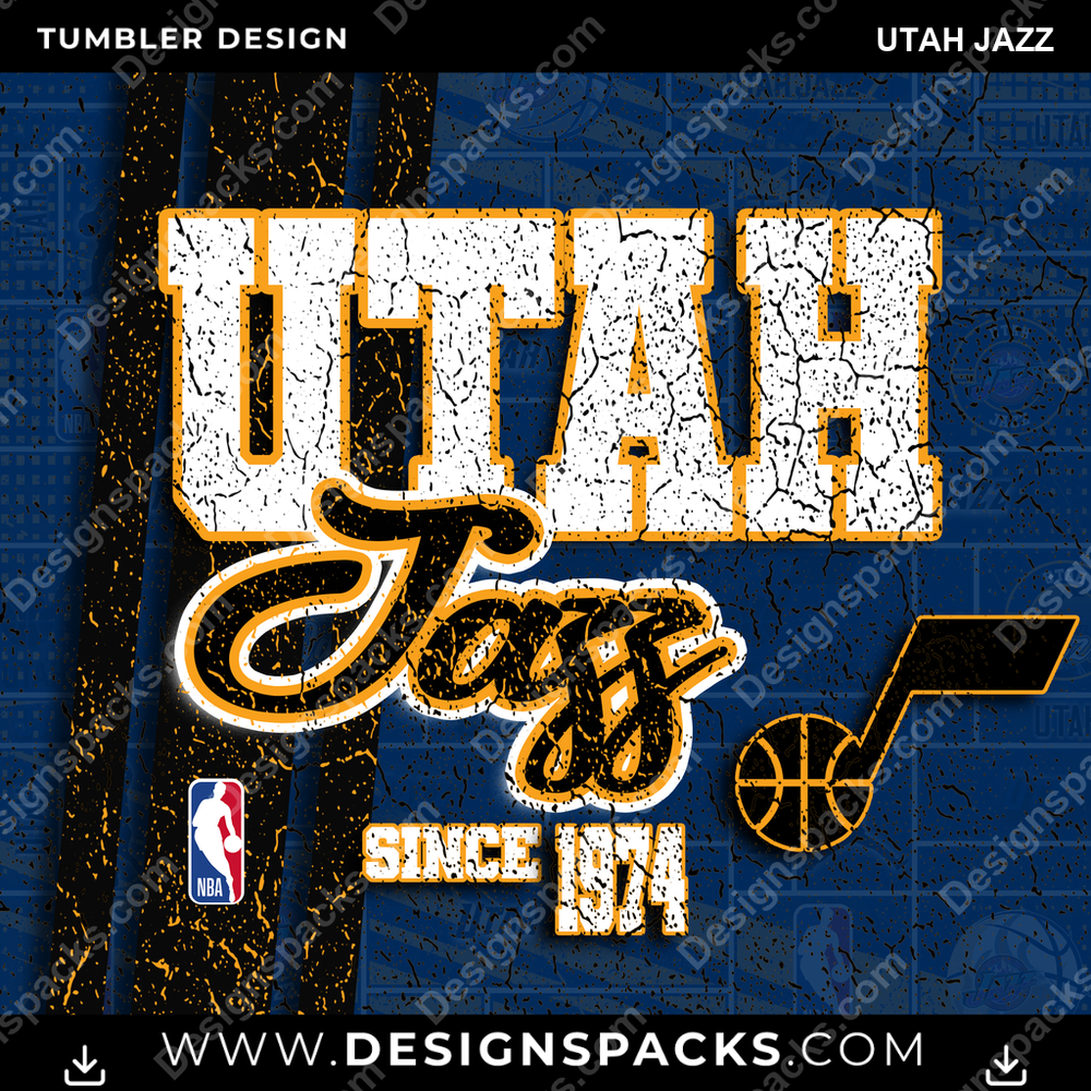 Basketball Grunge Utah Jazz Tumbler Digital Wrap Design