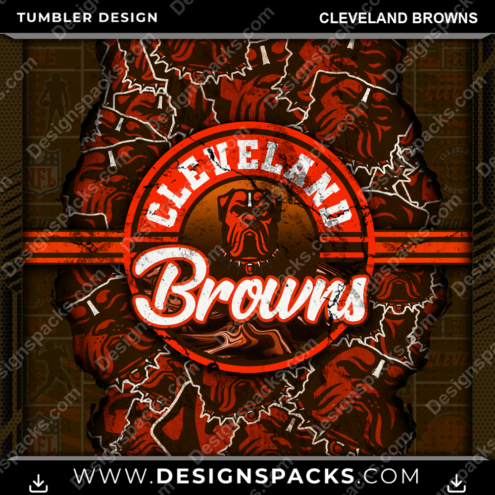 Football Ripped Cleveland Browns NFL Football Tumbler Digital Wrap Design Download
