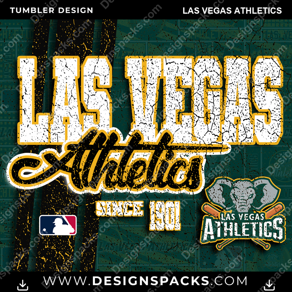 Baseball Grunge Las Vegas Athletics Tumbler Digital Wrap Design