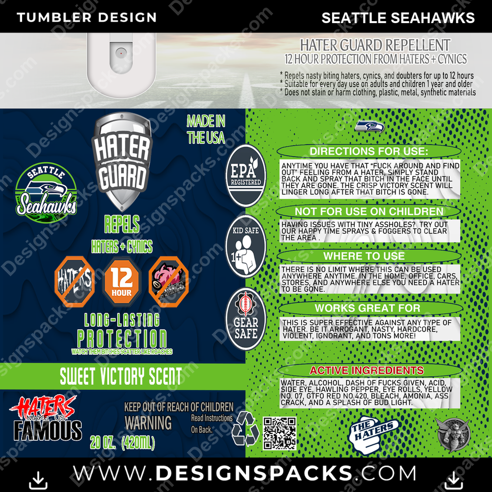 Football Hater Guard Seattle Seahawks Tumbler Digital Wrap Design