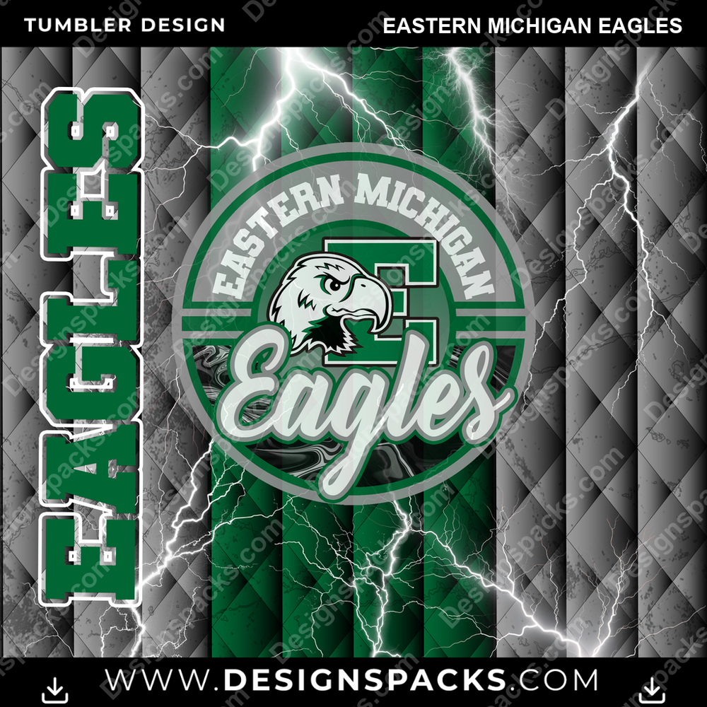 College Sport Diamond Eastern Michigan Eagles Tumbler Digital Wrap Design