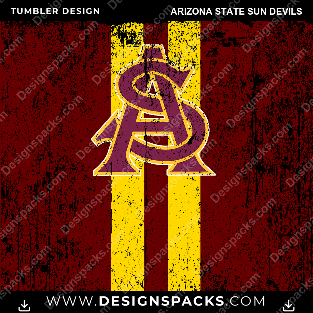 College Sport Grunge Style Arizona State Sun Devils NCAA College Sport Tumbler Digital Wrap Design Download