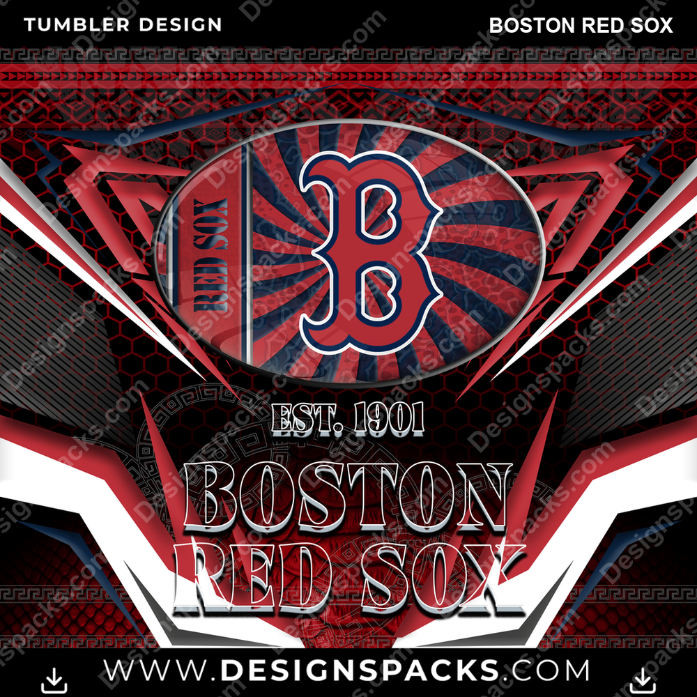 Baseball Tribal Boston Red Sox Tumbler Digital Wrap Design