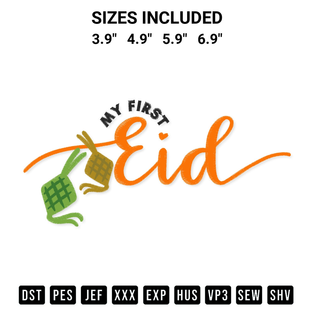 Discover the perfect addition to your crafting collection: My First Eid Silk Embroidery Design embroidery file. Instantly available at Designspacks.com. Available sizes: 3.9", 4.9", 5.9", 6.9".