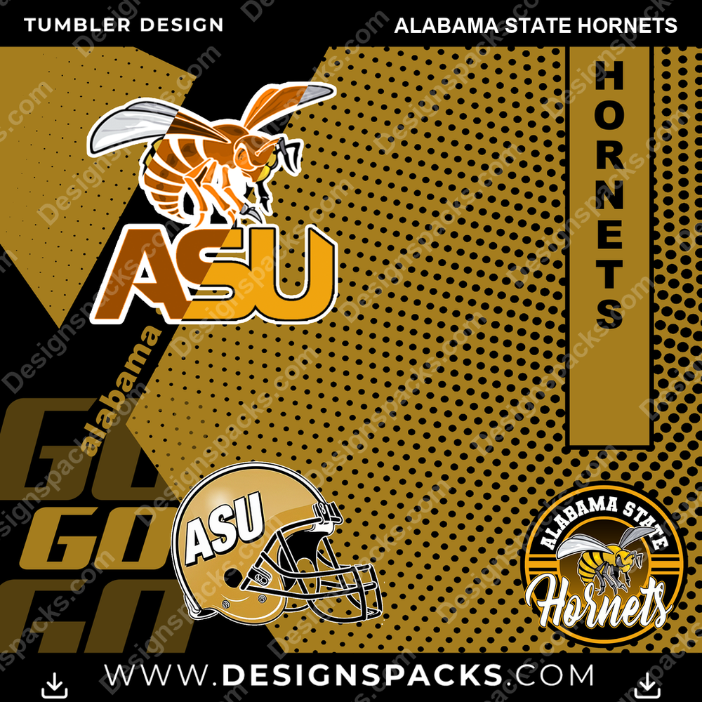 College Sport GO Alabama State Hornets NCAA College Sport Tumbler Digital Wrap Design Download