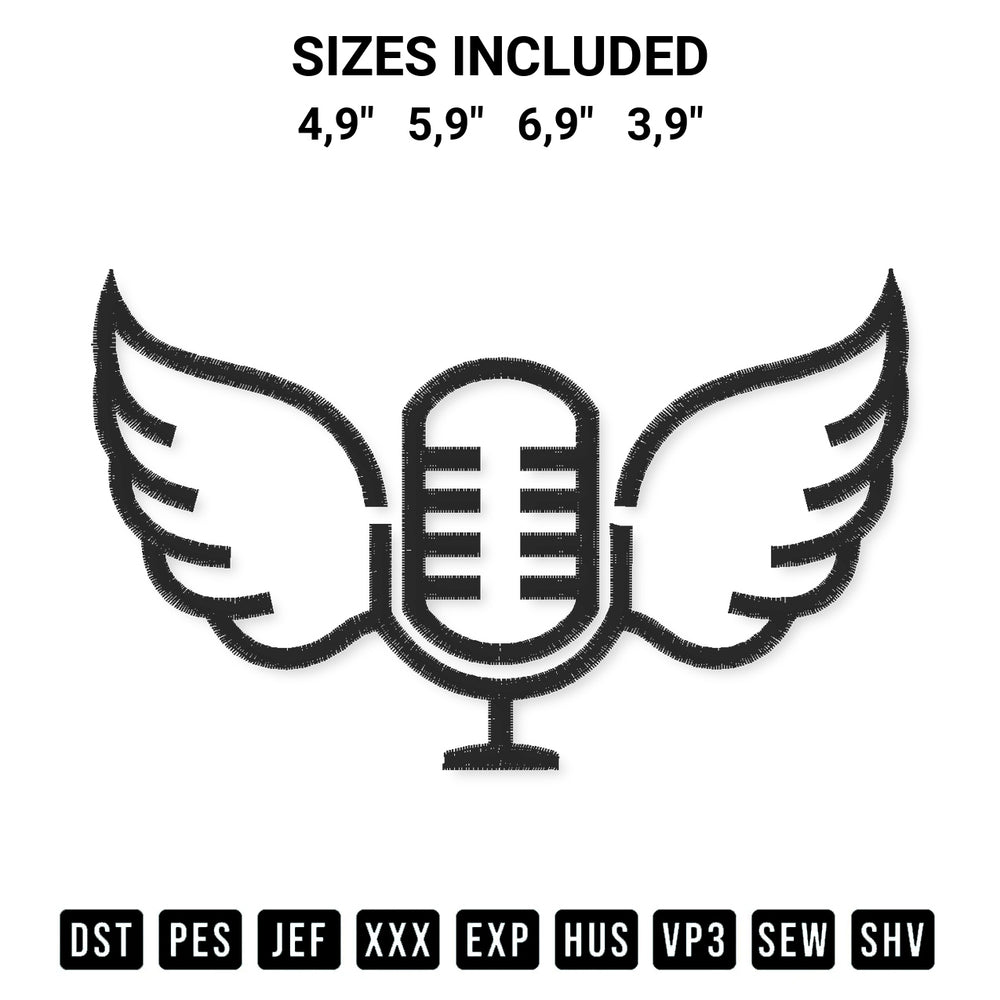 Add a unique touch to your apparel with the Microphone Mic Audio Logo Embroidery Design embroidery file. Premium instant download available now on Designspacks.com. Available sizes: 4,9", 5,9", 6,9", 3,9".