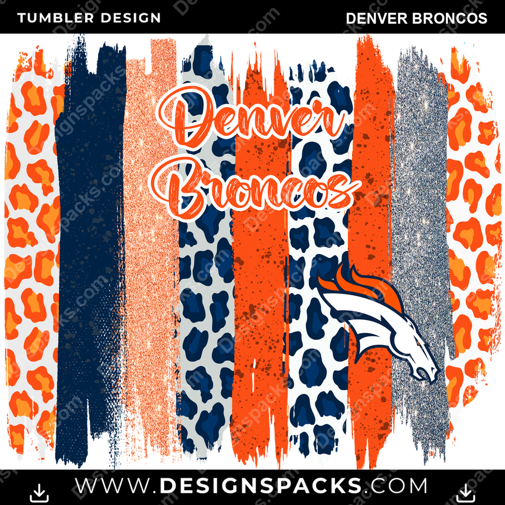 Football Brush Strokes Denver Broncos Tumbler Digital Wrap Design