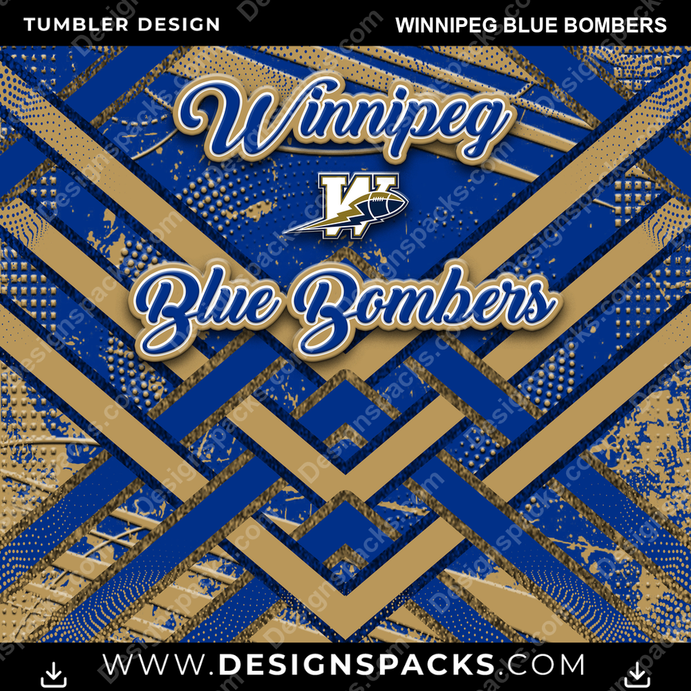 Canada Football Glitter Stripe Winnipeg Blue Bombers CFL Canada Tumbler Digital Wrap Design Download