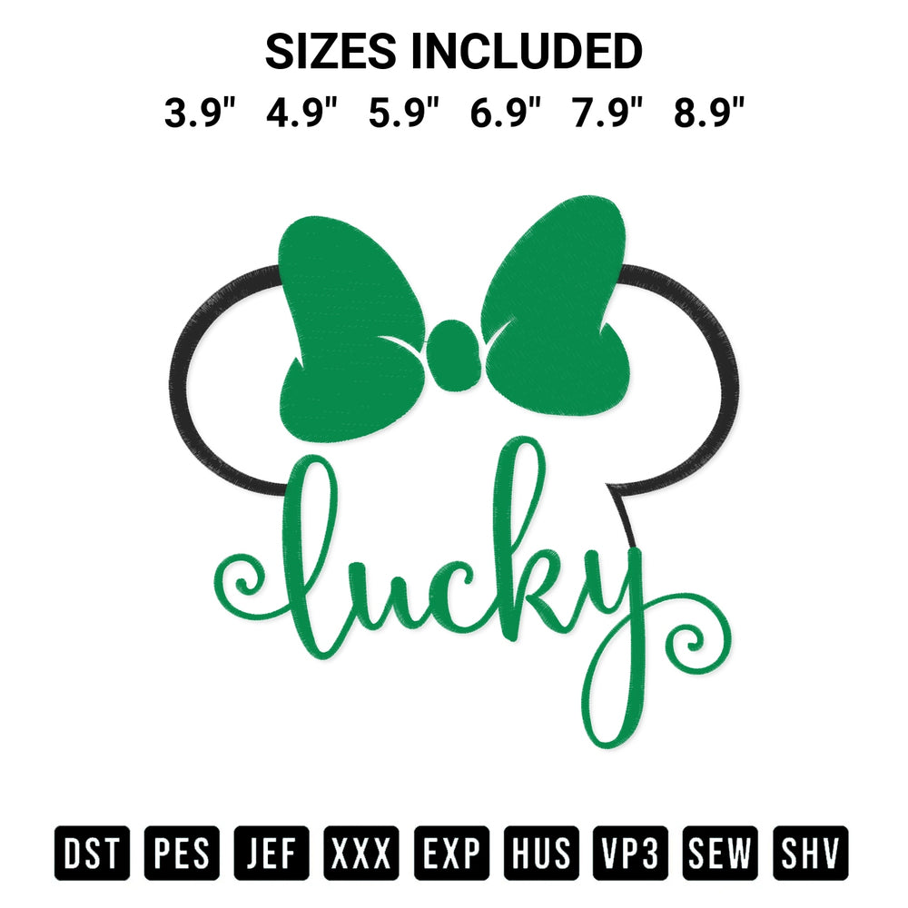 Elevate your next project with our Head Minnie Mouse Lucky Embroidery Design embroidery file. Shop high-quality digital patterns instantly at Designspacks.com. Available sizes: 3.9", 4.9", 5.9", 6.9", 7.9", 8.9".