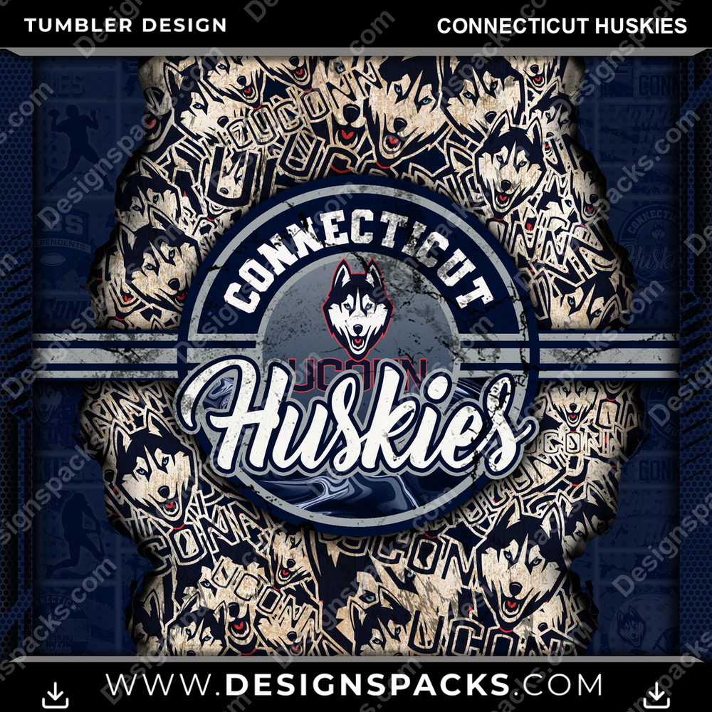 College Sport Ripped Connecticut Huskies NCAA College Sport Tumbler Digital Wrap Design Download