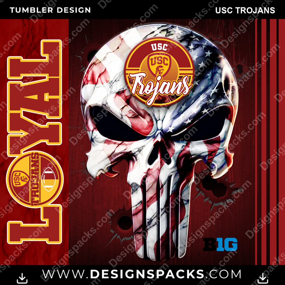 College Sport Loyal USC Trojans Tumbler Digital Wrap Design
