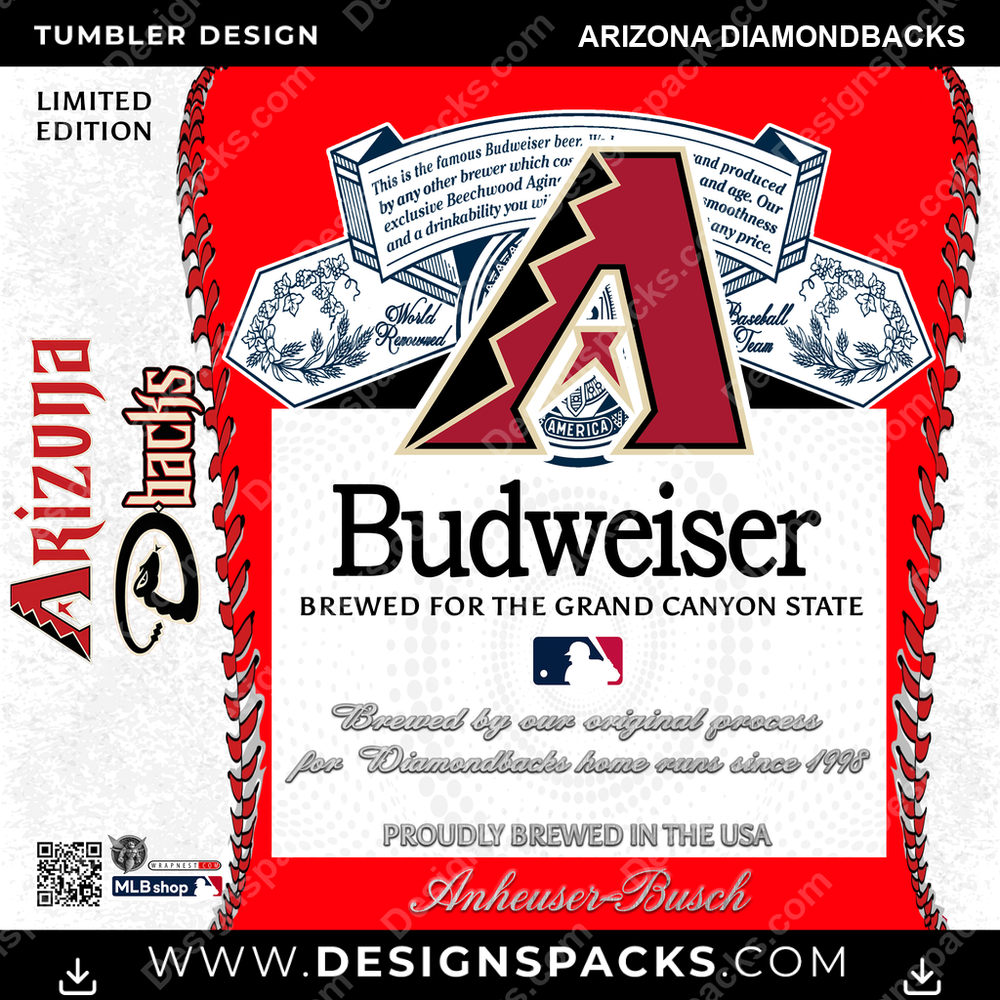 Baseball Bud Arizona Diamondbacks Tumbler Digital Wrap Design