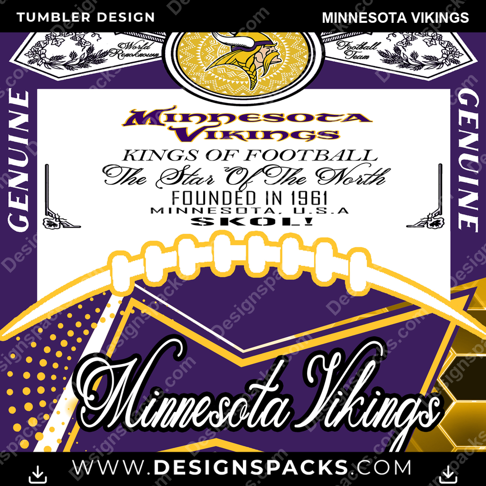 Football Bud Minnesota Vikings Tumbler Digital Wrap Design