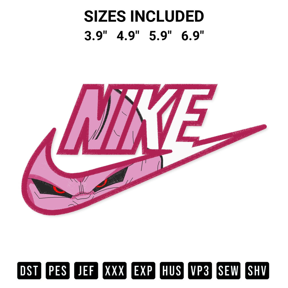 Download the Majin Buu X Nike Swoosh Embnroidery Embroidery Design machine embroidery design exclusively at Designspacks.com. Premium digitized pattern for apparel and DIY crafts. Available sizes: 3.9", 4.9", 5.9", 6.9".
