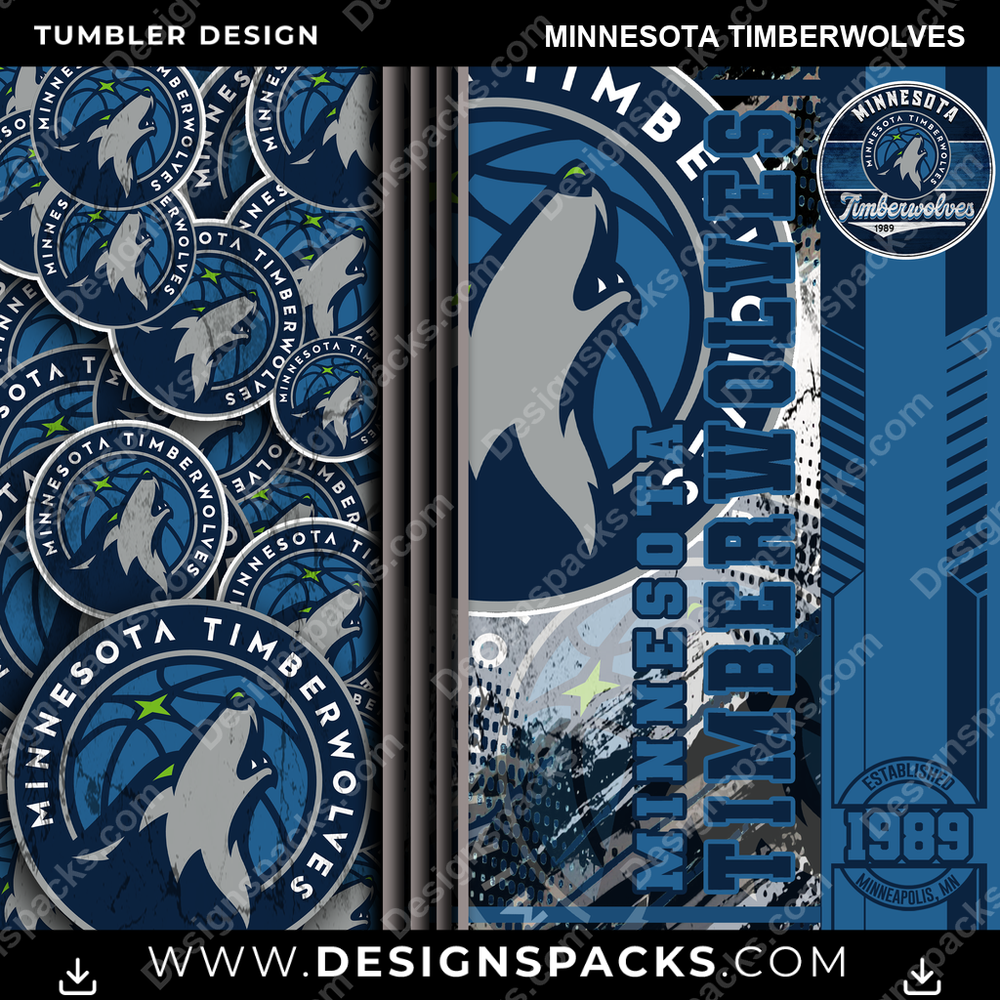Basketball Sports Minnesota Timberwolves NBA Basketball Tumbler Digital Wrap Design Download