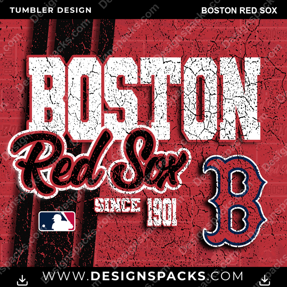 Baseball Grunge Boston Red Sox Tumbler Digital Wrap Design