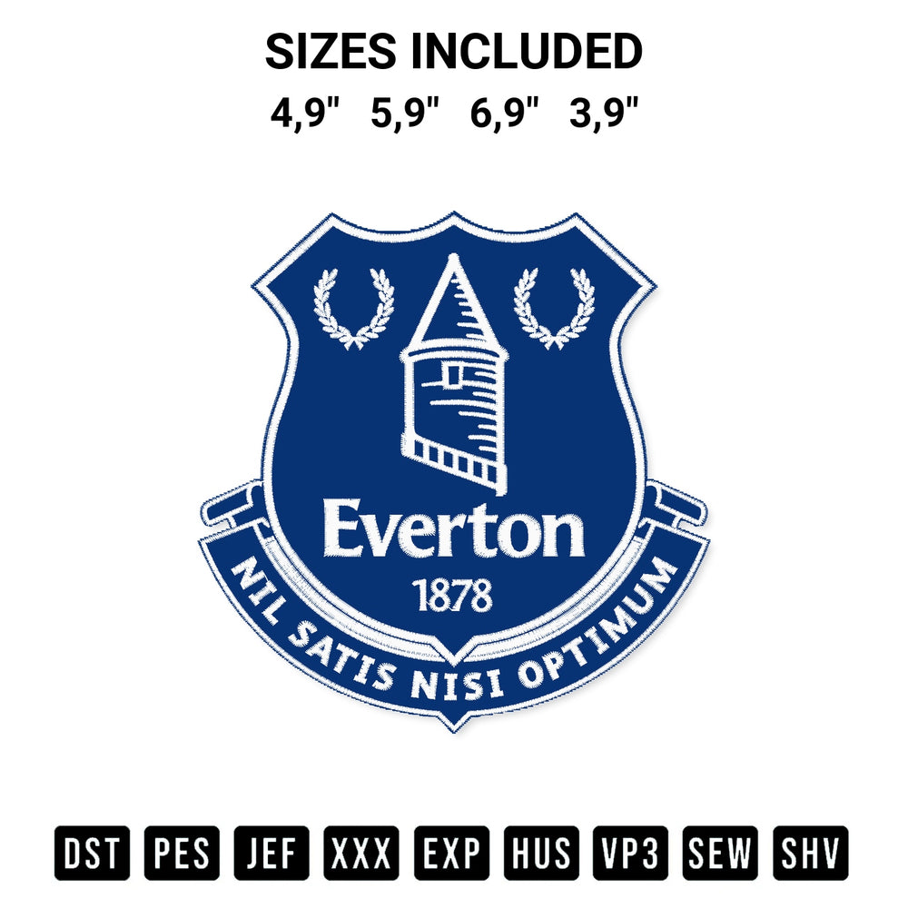 Elevate your next project with our Everton Football Club Logo Embroidery Design embroidery file. Shop high-quality digital patterns instantly at Designspacks.com. Available sizes: 4,9", 5,9", 6,9", 3,9".