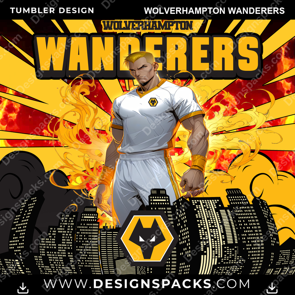 Soccer UK Comic Cover Wolverhampton Wanderers Tumbler Digital Wrap Design