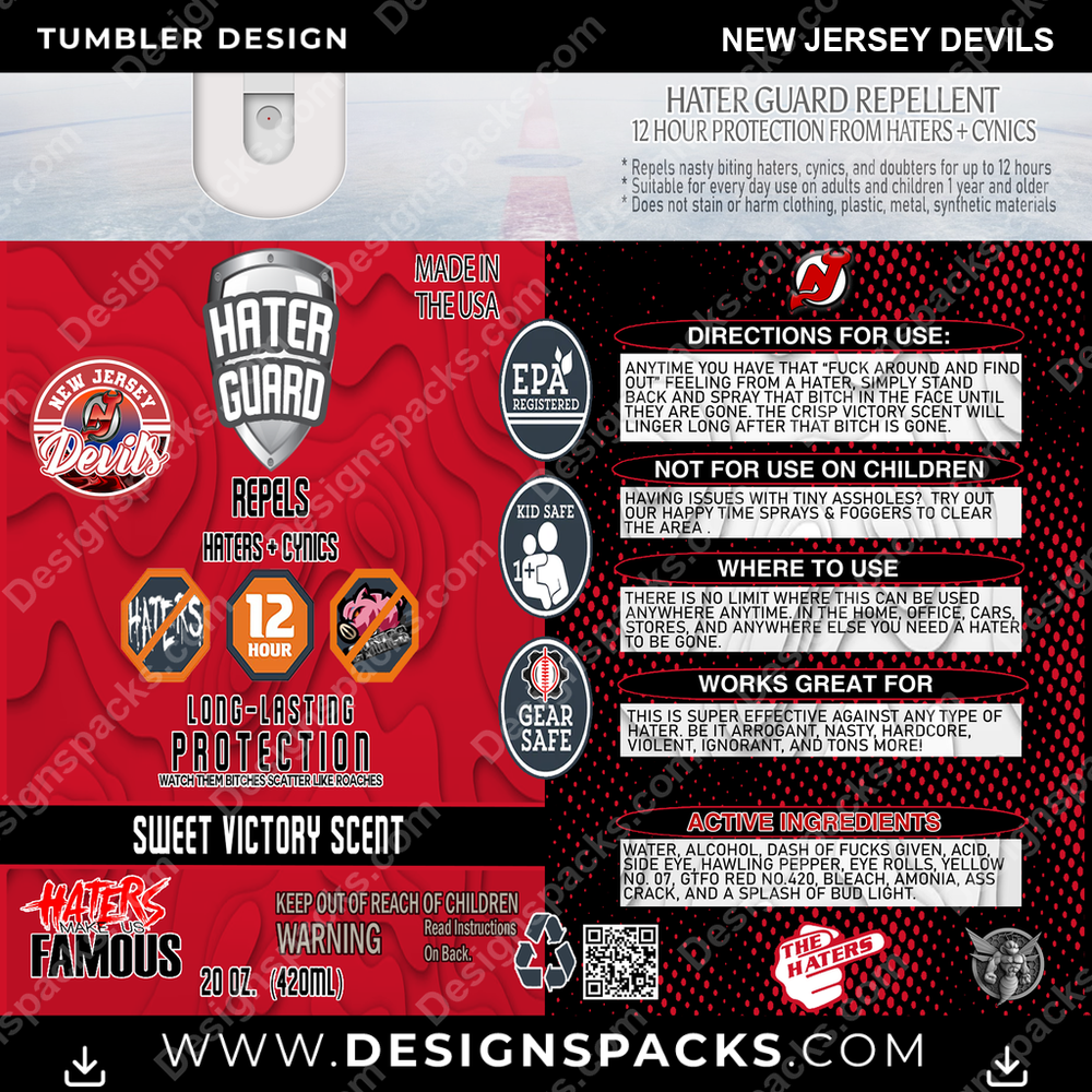 Ice Hockey Hater Guard New Jersey Devils Tumbler Digital Wrap Design