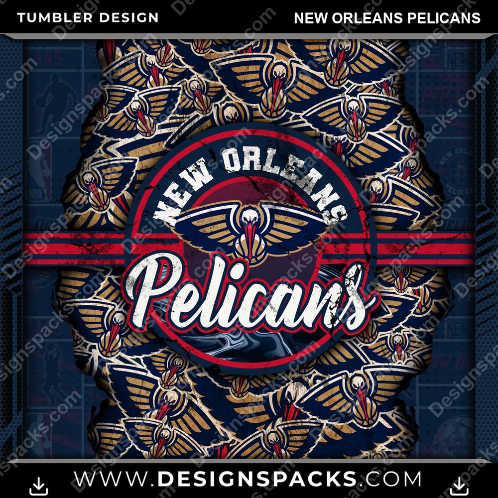 Basketball Ripped New Orleans Pelicans NBA Basketball Tumbler Digital Wrap Design Download