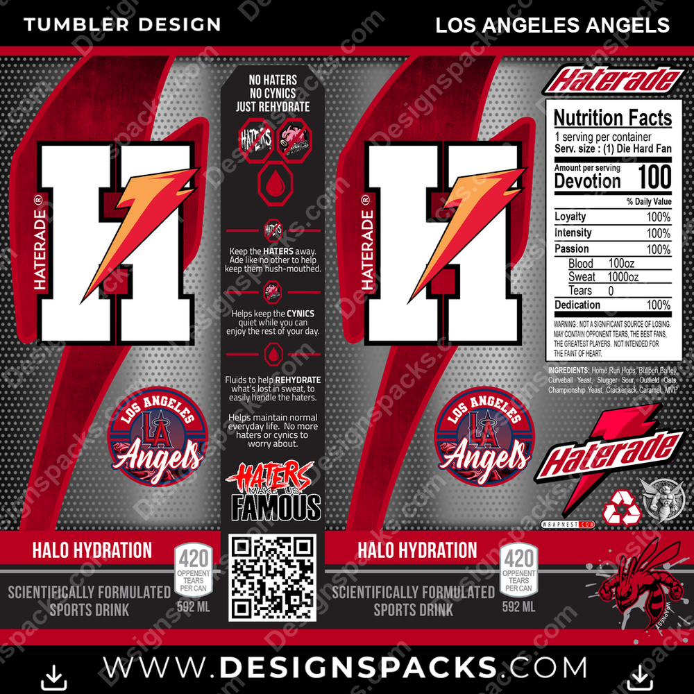 Baseball Haterade Los Angeles Angels Tumbler Digital Wrap Design