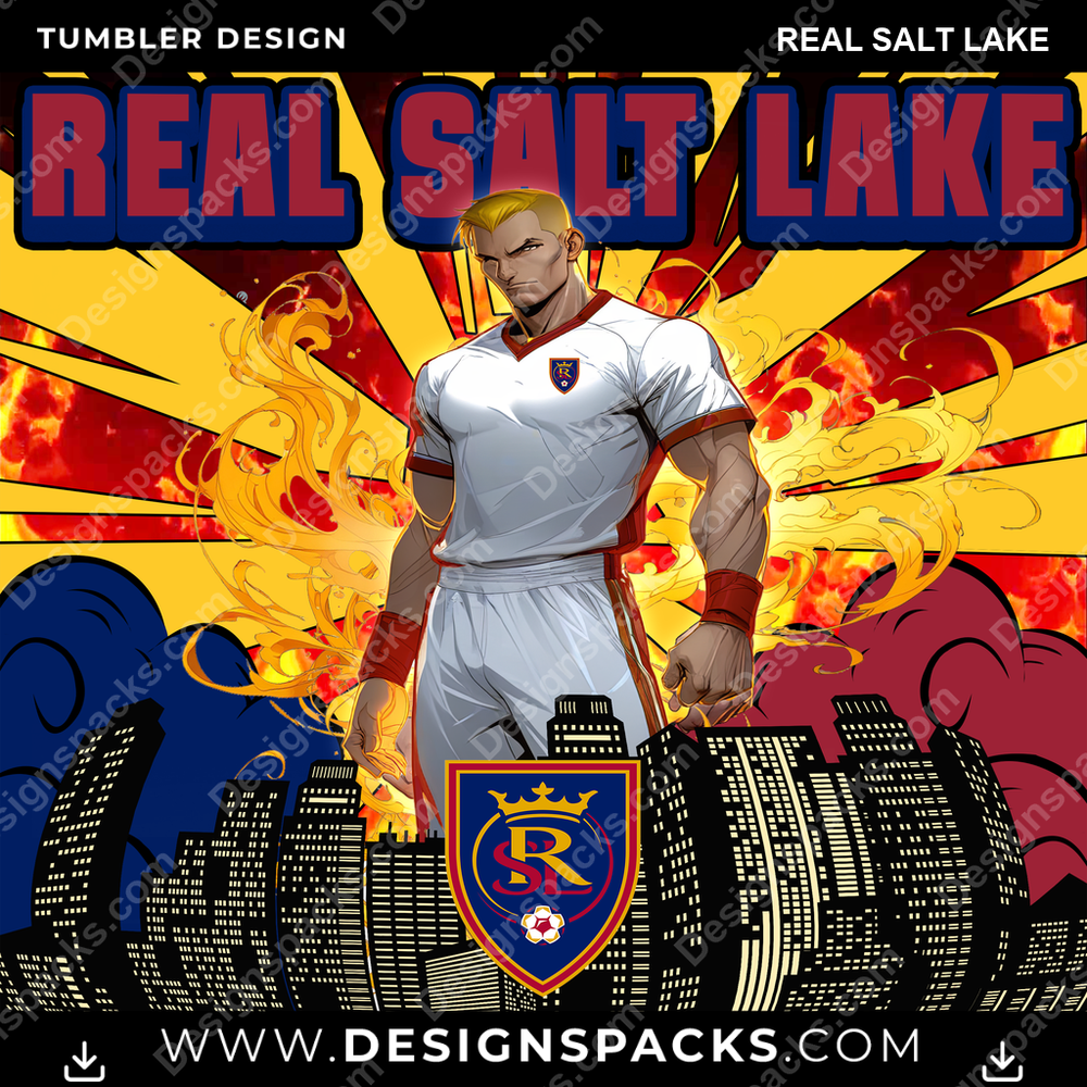 US Soccer Comic Cover Real Salt Lake Tumbler Digital Wrap Design