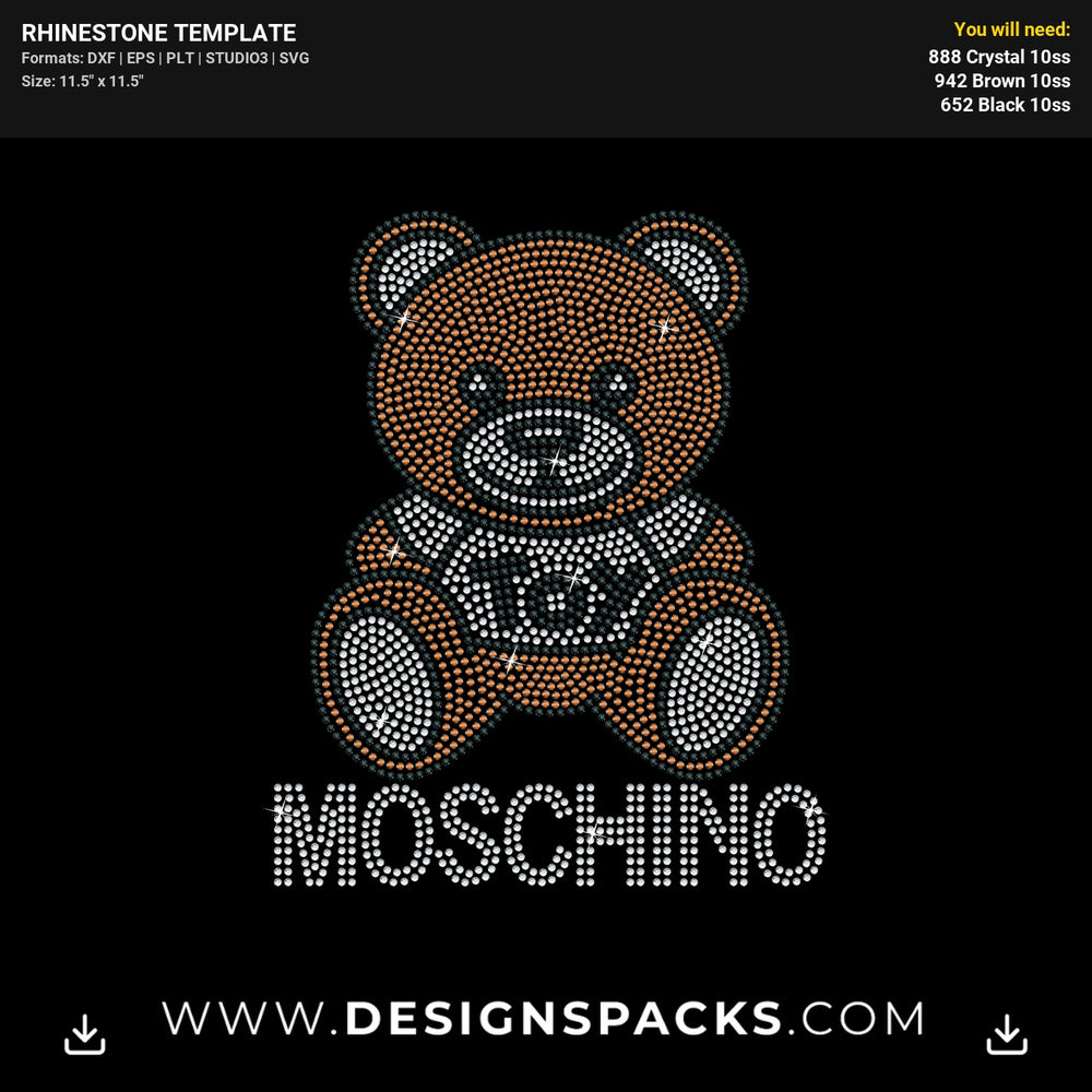 Moschino Bear Body Rhinestone Digital Template