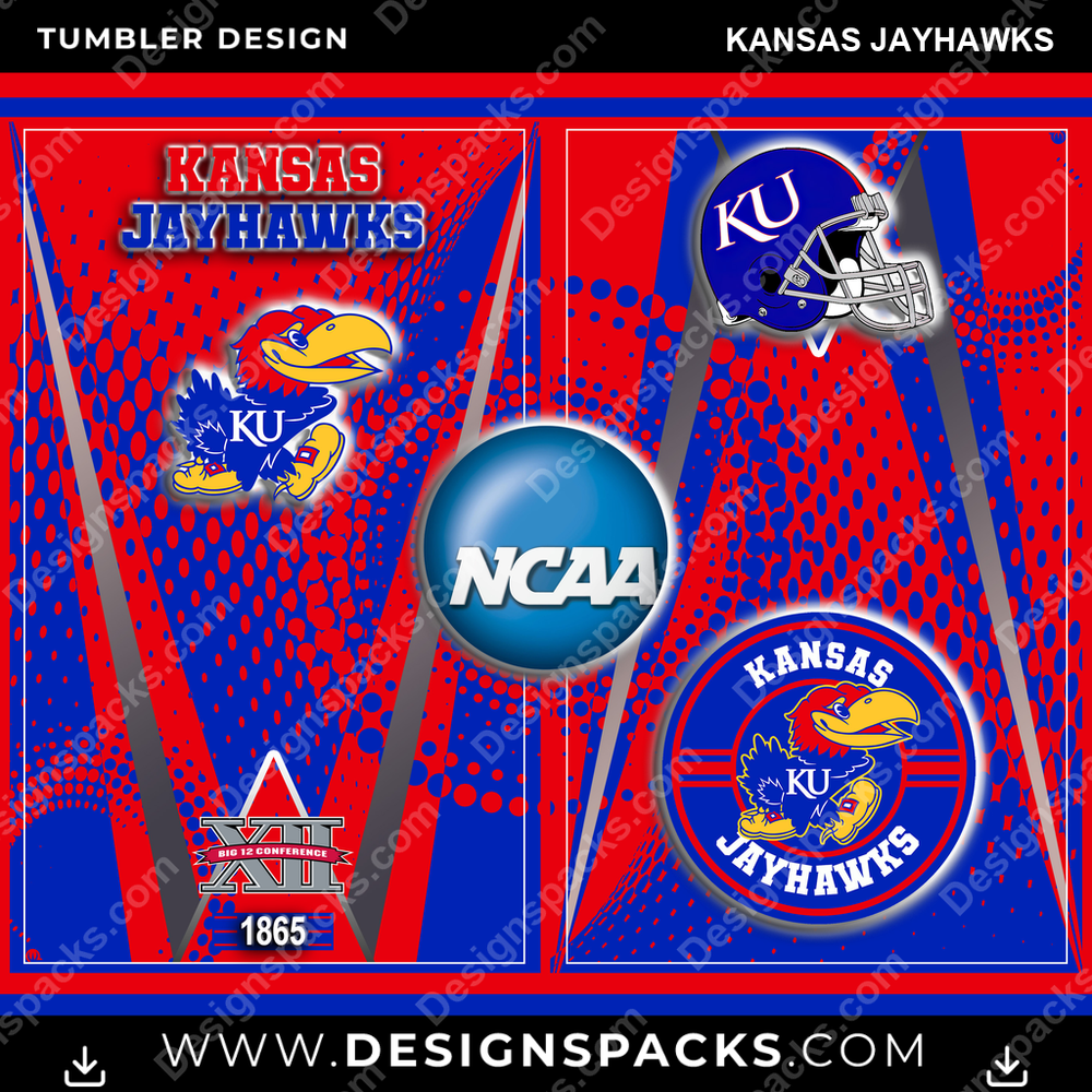 College Sport Team Logo Kansas Jayhawks NCAA College Sport Tumbler Digital Wrap Design Download