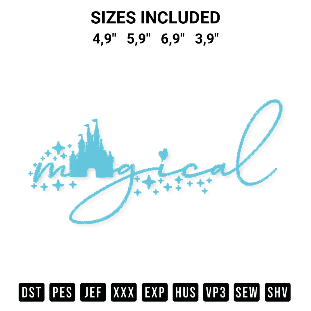 Elevate your next project with our Magical Logo Embroidery Design embroidery file. Shop high-quality digital patterns instantly at Designspacks.com. Available sizes: 4,9", 5,9", 6,9", 3,9".