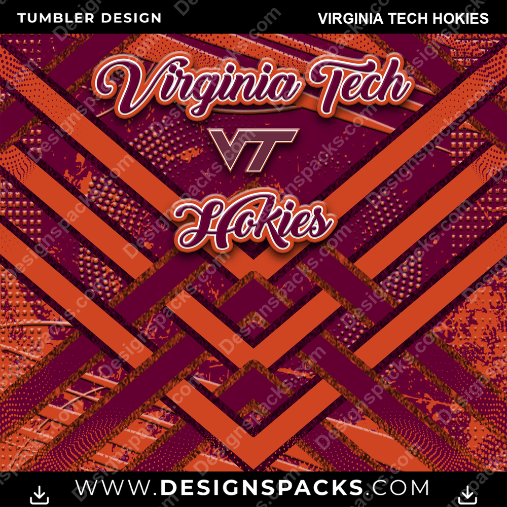 College Sport Glitter Stripe Virginia Tech Hokies NCAA College Sport Tumbler Digital Wrap Design Download