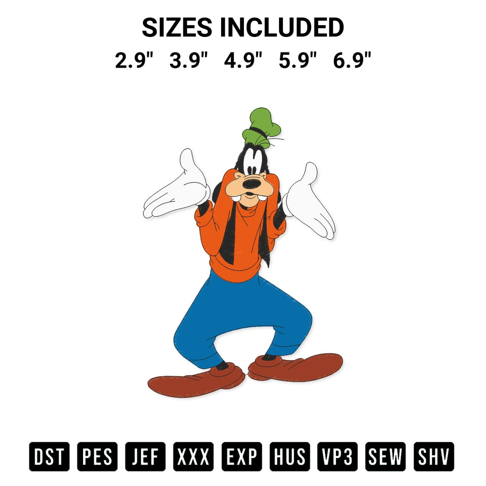 Create amazing crafts with the Goofy Dog Embroidery Design embroidery file. High-quality digital download from Designspacks.com, perfect for beginners and pros. Available sizes: 2.9", 3.9", 4.9", 5.9", 6.9".