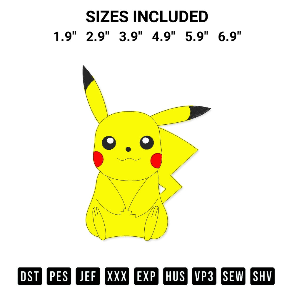 Stitch like a pro with the Pikachu Embroidery Design embroidery pattern from Designspacks.com. High-quality digital machine embroidery file. Available sizes: 1.9", 2.9", 3.9", 4.9", 5.9", 6.9".