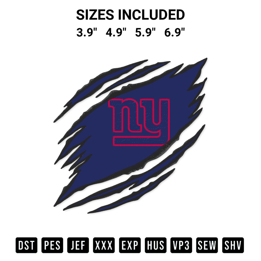 Transform your fabrics with the New York Giants Claws Embroidery Design embroidery design. Instant access to premium digitized patterns at Designspacks.com. Available sizes: 3.9", 4.9", 5.9", 6.9".