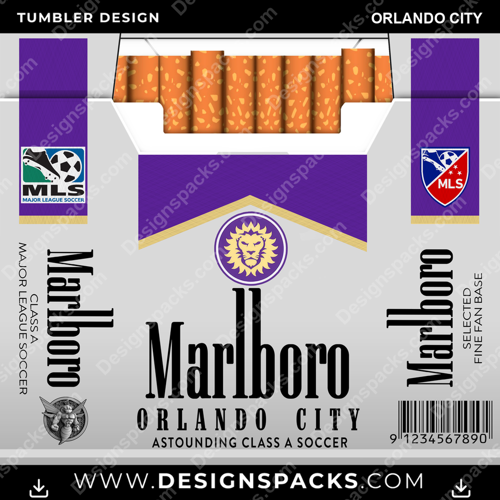 US Soccer Marlboro ORLANDO CITY Tumbler Digital Wrap Design Download