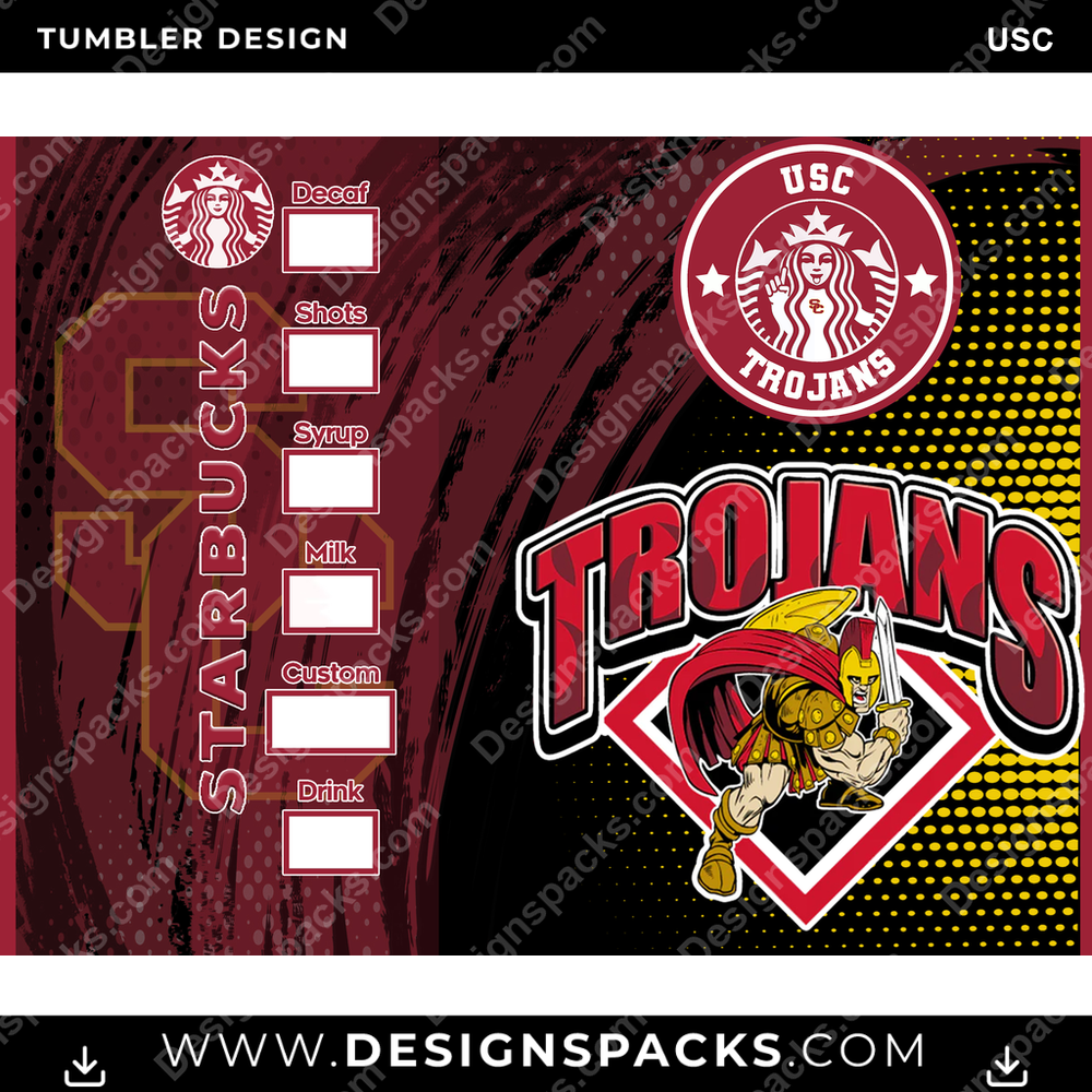 College Sport Starbucks USC Tumbler Digital Wrap Design