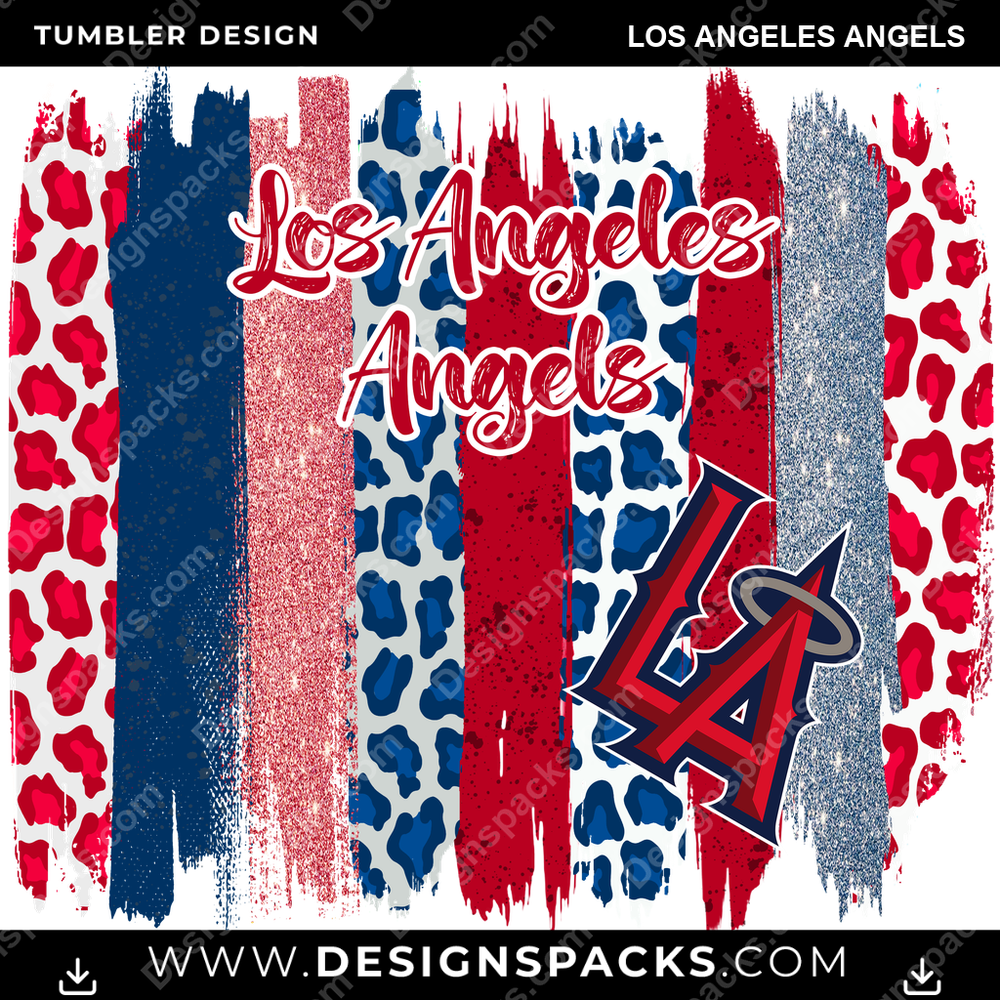 Baseball Brush Strokes Los Angeles Angels Tumbler Digital Wrap Design
