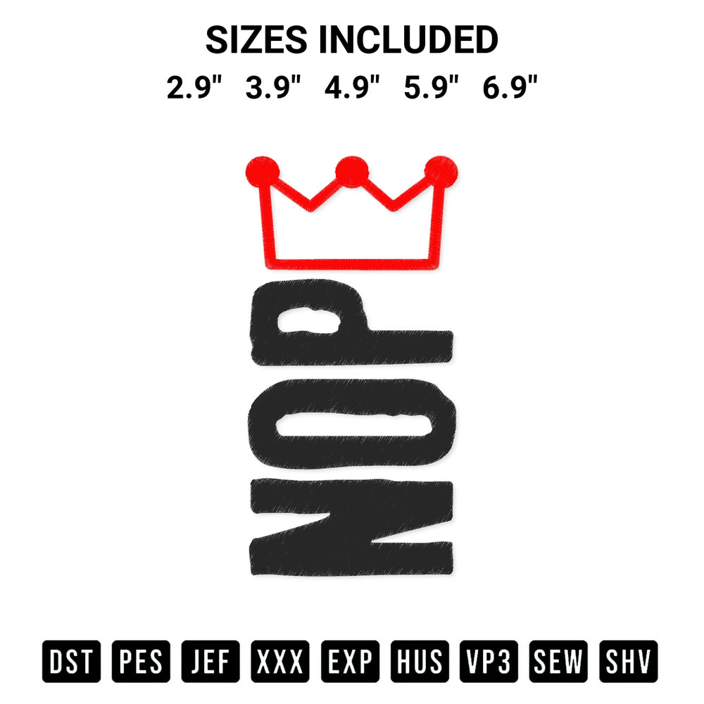 Shop the Nope Kings Embroidery Design machine embroidery pattern at Designspacks.com. Beautifully digitized for flawless stitching on any fabric. Available sizes: 2.9", 3.9", 4.9", 5.9", 6.9".