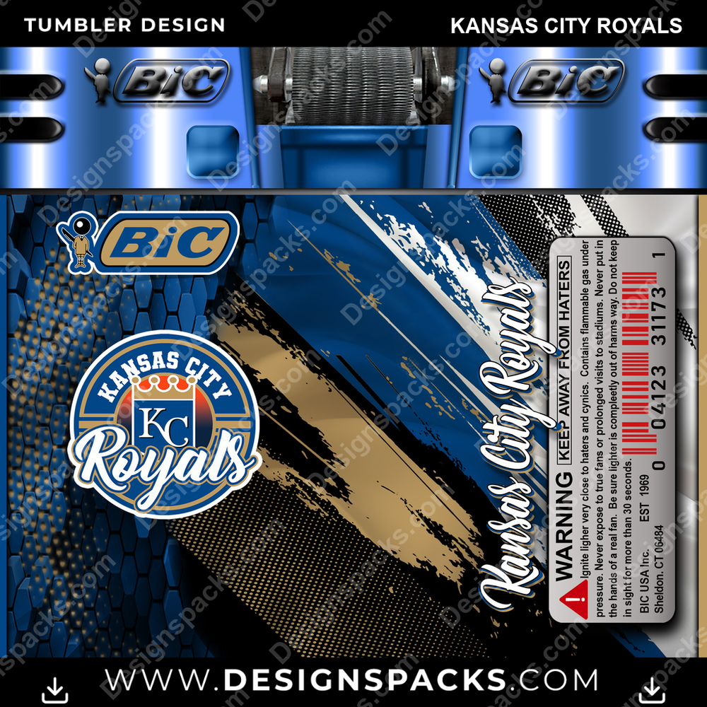 Baseball BIC Feuerzeug Kansas City Royals Tumbler Digital Wrap Design