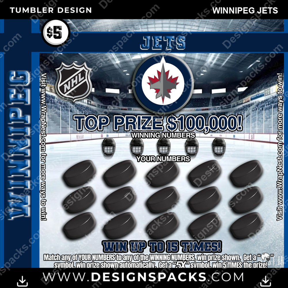 Ice Hockey Lottery Ticket Winnipeg Jets NHL Hockey Tumbler Digital Wrap Design Download