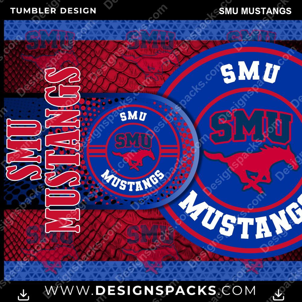 College Sport Hyper SMU Mustangs Tumbler Digital Wrap Design