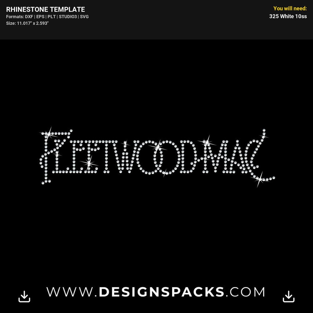 Fleetwood Mac Logo  Ss10 Rhinestone Digital Template