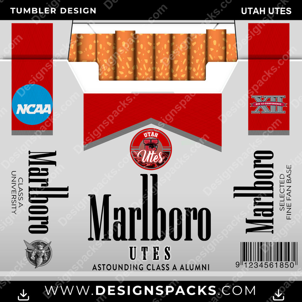 College Sport Marlboro Utah Utes NCAA College Sport Tumbler Digital Wrap Design Download