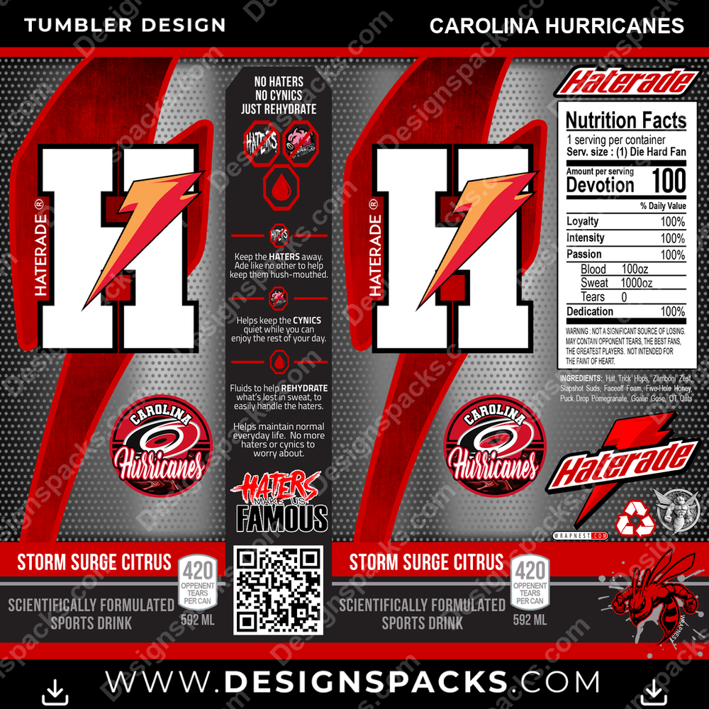 Hockey Haterade Carolina Hurricanes Tumbler Digital Wrap Design